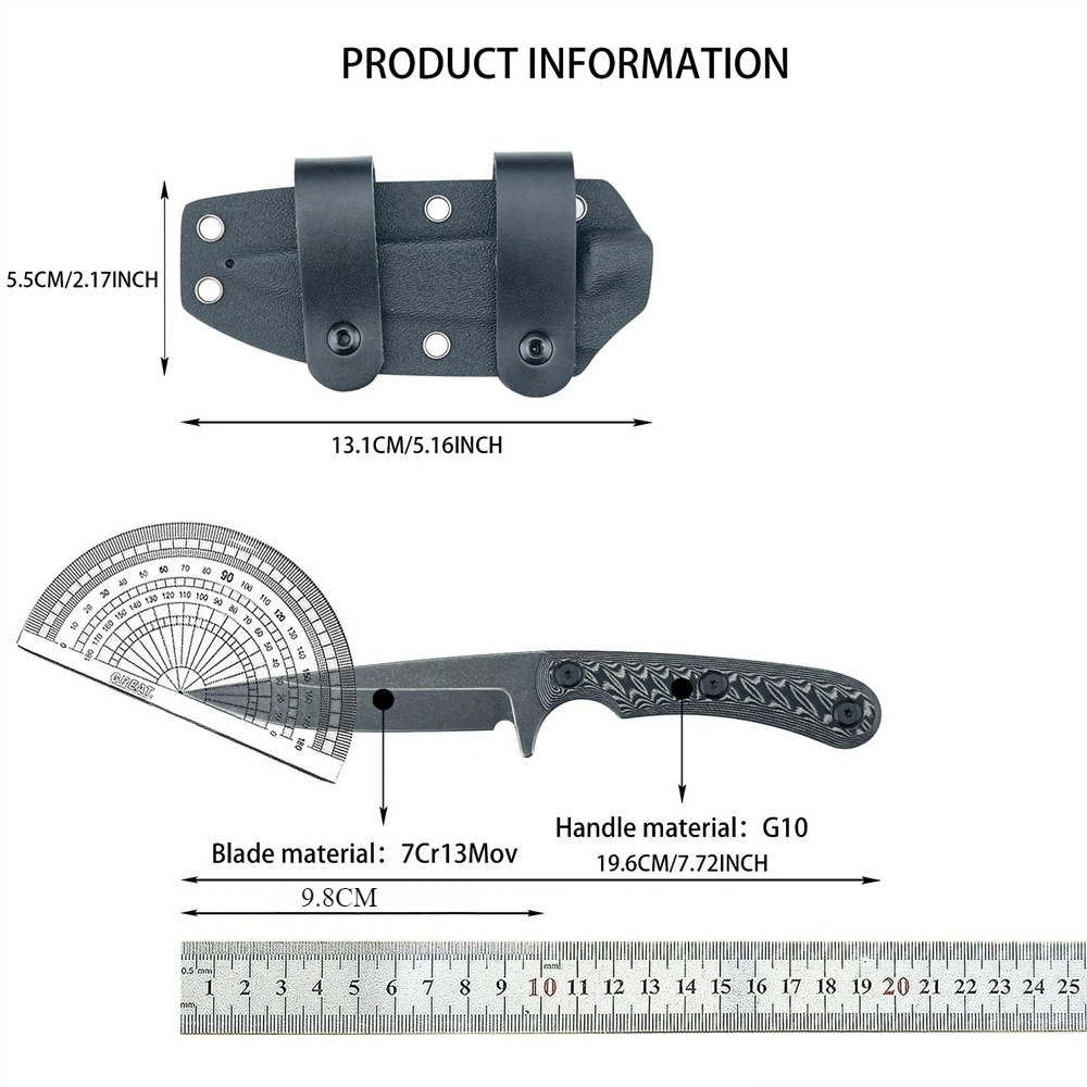 Edc Carry Fixed Blade - 풀탱 고정날 나이프 7Cr13MoV 블레이드 EDC
