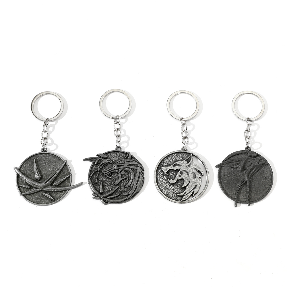 Carabiner Keychain - 빈티지 늑대 머리 키체인 게임 게롤트