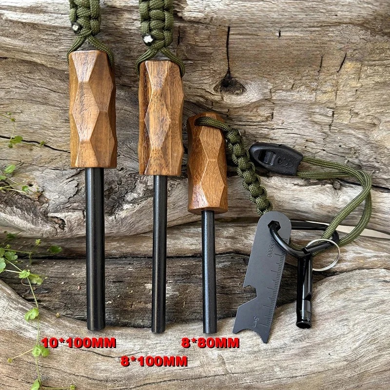 새로운 야외용 플린트 파이어 스타터, 나무 손잡이 점화 - Ferro Rod Striker 리뷰 및 가격
