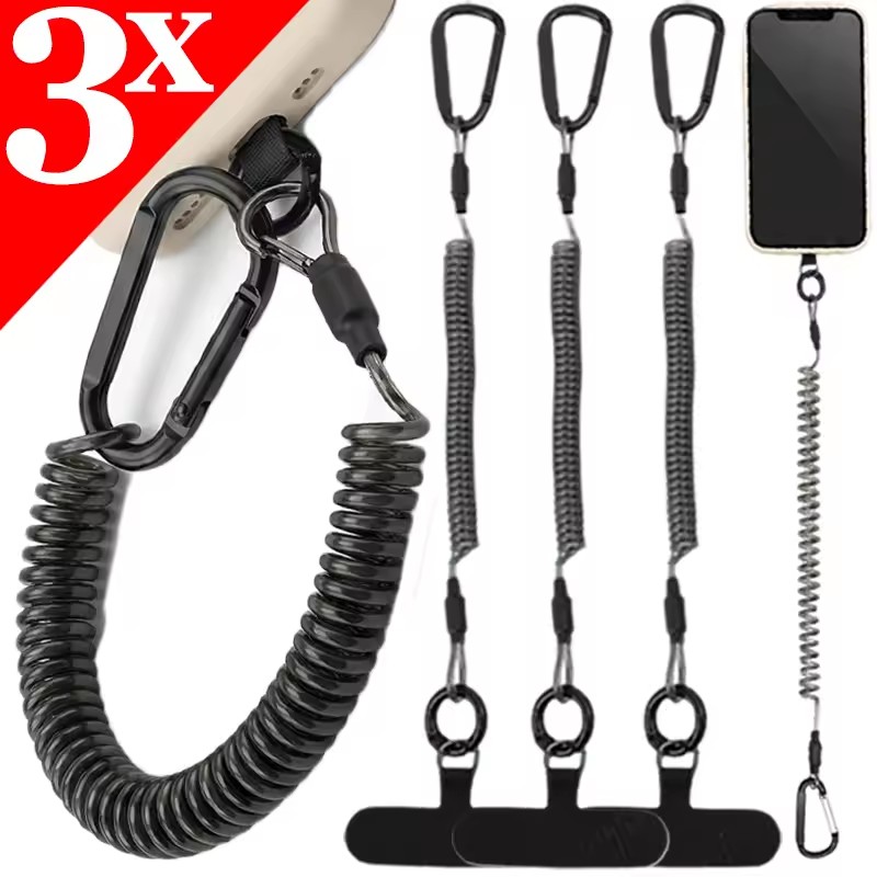 분실 방지 플렉시블 폰 스트랩, 스프링식 안전 라인 손 - Carabiner Keychain 리뷰 및 가격