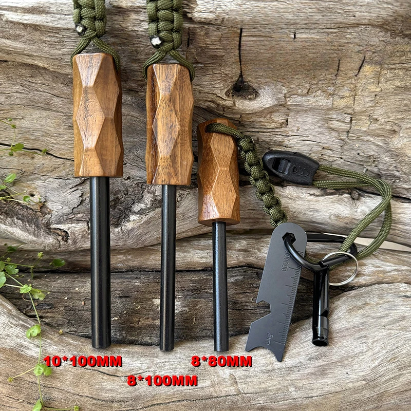 새로운 야외용 플린트 파이어 스타터, 나무 손잡이 점화 - Ferro Rod Striker 리뷰 및 가격